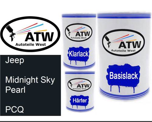 Jeep, Midnight Sky Pearl, PCQ: 500ml Lackdose + 500ml Klarlack + 250ml Härter - Set, von ATW Autoteile West.